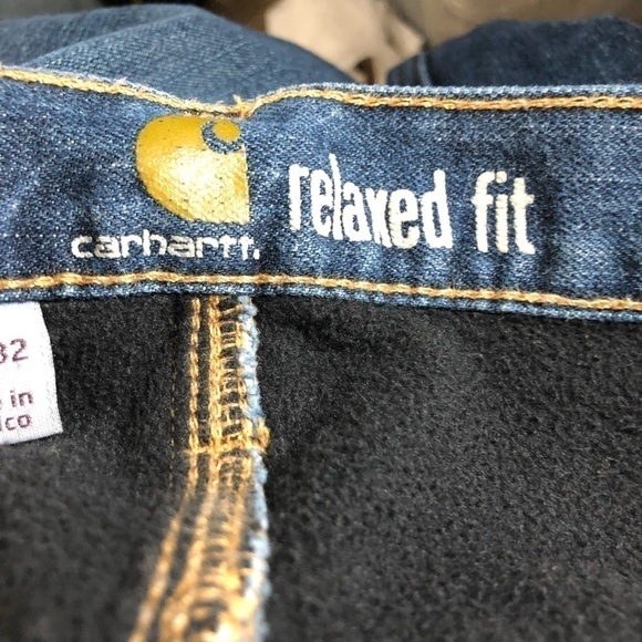 CARHARTT Relaxed Fit Tapered Leg Fleeced Lined Jeans Men’s SIZE 40x32 - Picture 5 of 8